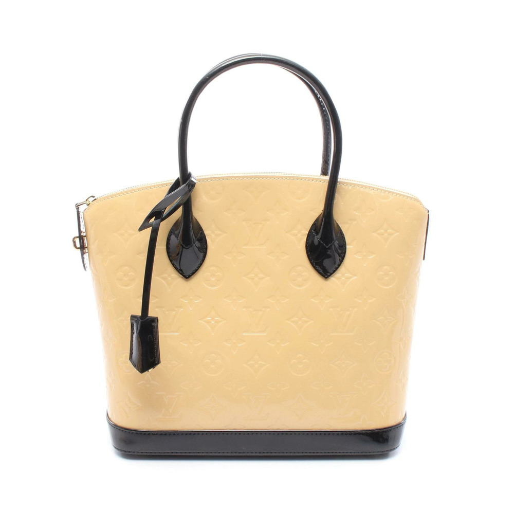 Louis Vuitton Lockit Handbag Leather Beige Black